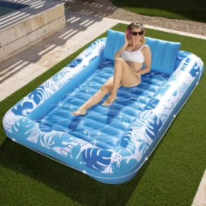 More Large Inflatable Tanning Pool & Yard Lounger With Cup Holder, Blue (5)