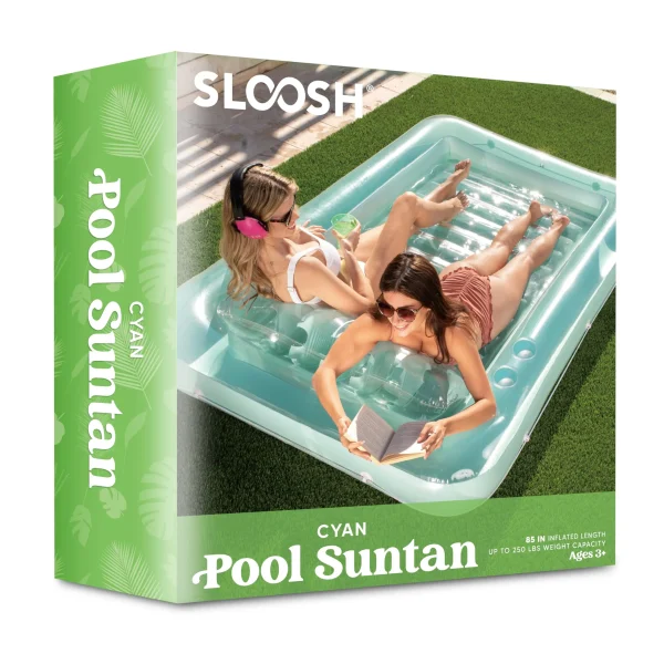 Sloosh-XL Inflatable Tanning Pool Lounge Float, 85in x 57in More Large Sun Tan Tub Adult Pool Floats Raft