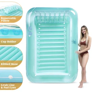 Sloosh-XL Inflatable Tanning Pool Lounge Float, 85in x 57in More Large Sun Tan Tub Adult Pool Floats Raft