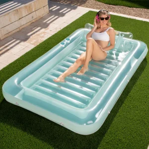 Sloosh-XL Inflatable Tanning Pool Lounge Float, 85in x 57in More Large Sun Tan Tub Adult Pool Floats Raft (8)
