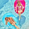 2Pcs Glittering Inflatable Pool Float, 51” x 41”, Cyan and Pink