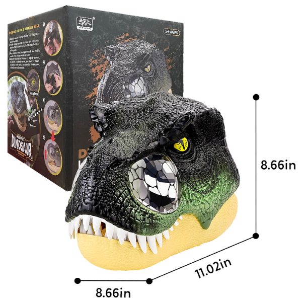LED Lighted Eyes Jurassic Dinosaur Mask with Sounds, Moving Jaw Dinosaur Mask For Costume Gifts