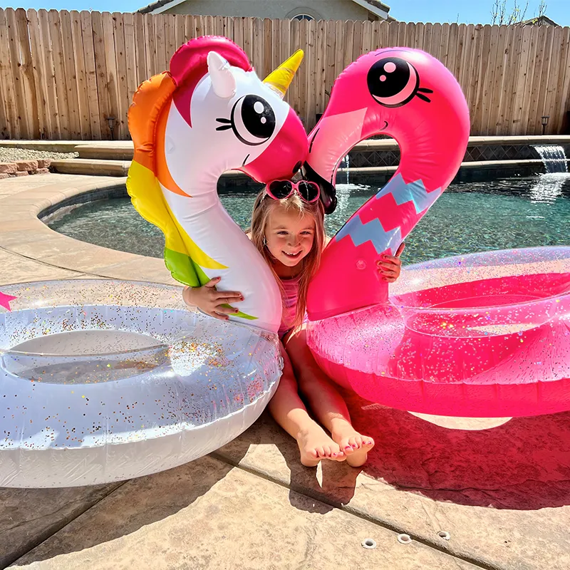 2pcs 32.5in Flamingo and Unicorn Inflatable Pool Float