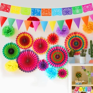 40Pcs Cinco de Mayo Fiesta Paper Fan Party Decorations Set