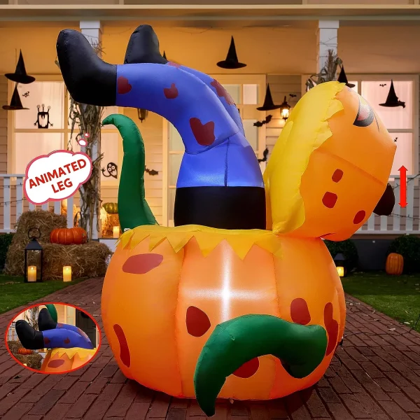 5ft Pumpkin Eating Human LED Halloween Inflatable