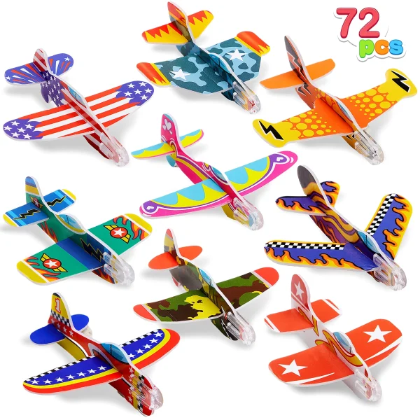 72Pcs Airplane Gliders Party Favors with Individual Bags