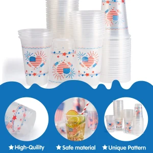 72Pcs July 4th Patriotic Plastic Cups