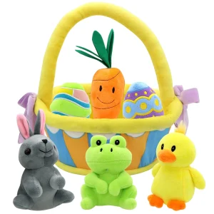 7Pcs Easter Basket with Plush Playset