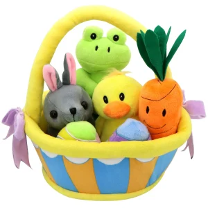 7Pcs Easter Basket with Plush Playset
