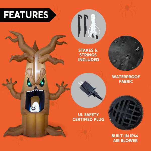 7ft Halloween Inflatable LED Tree with Animated Ghost