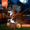 8 ft Inflatable Halloween Scary Tree With Ghost and Pumpkins