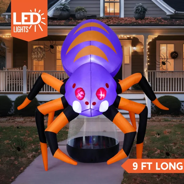8ft Floating Spider LED Halloween Inflatable