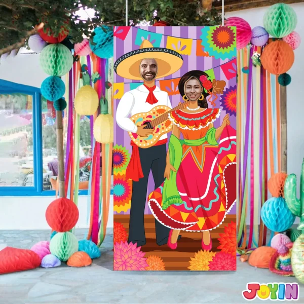 Cinco de Mayo Fiesta Couple Photo Door Banner, 36x72ft