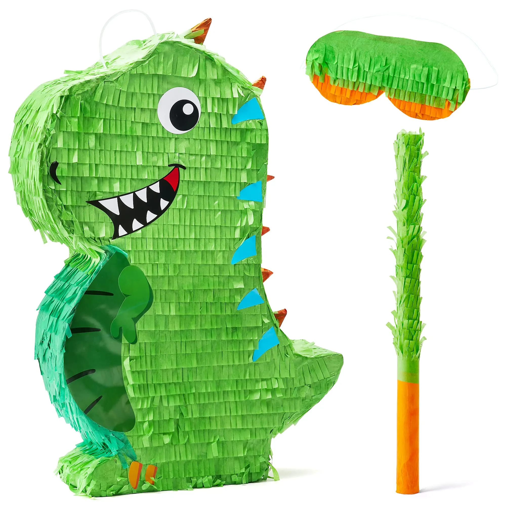 Dinosaur Pinata for Jurassic Size Fun at Parties and Celebrations - T-Rex  Dino Pinata Includes Blind-Fold & Baton - Excellent Addition to a Dinosaur