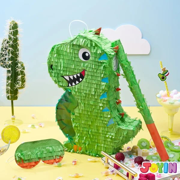 Dinosaur Pinata with Plastic Bat and Paper Blindfold
