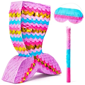 Mermaid Pinata with Plastic Bat and Paper Blindfold