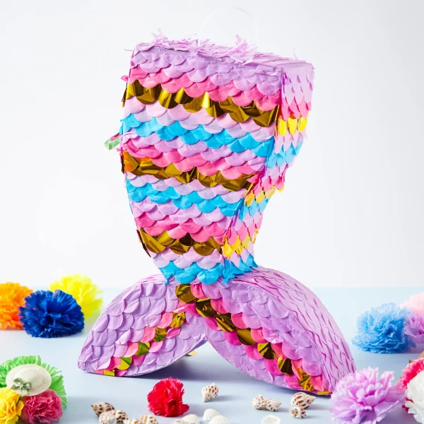 Mermaid Pinata with Plastic Bat and Paper Blindfold