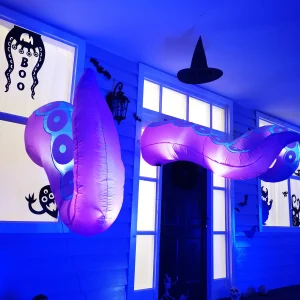 3Pcs LED Octopus Tentacle Halloween Inflatable Broke Out from Window, 4.5ft, 5ft, 6ft