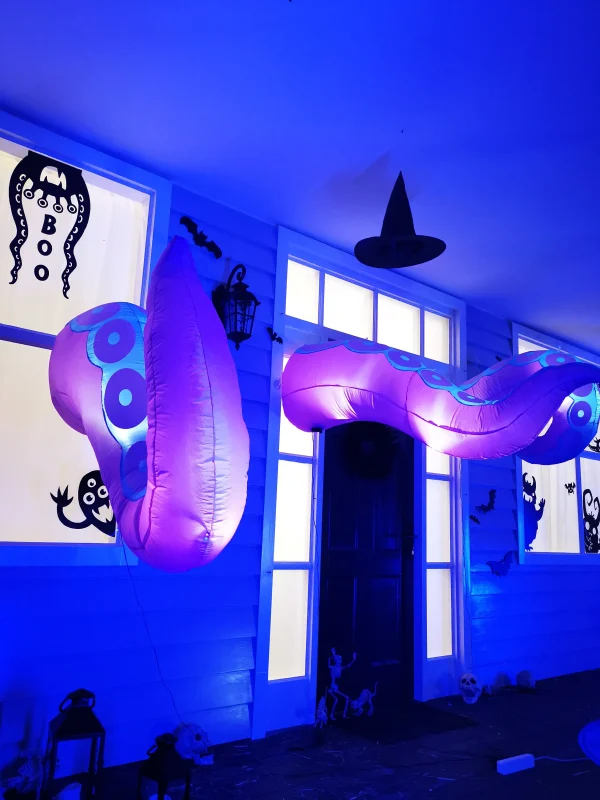 4.5ft 5ft 6ft Halloween Inflatable LED Giant Octopus Tentacle Broke Out from Window