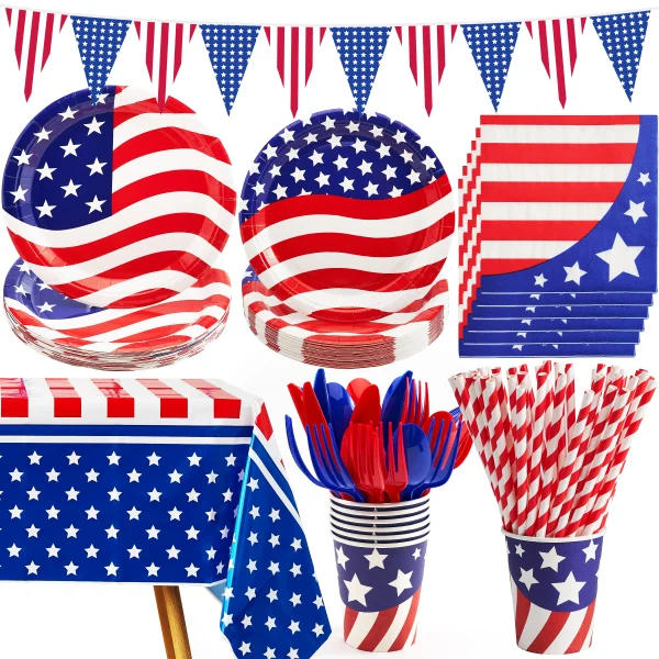 154pcs 4th of July Patriotic Party Supplies
