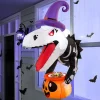 4.5ft Animated Dinosaur Inflatable Window Breaker with Pumpkin Candy Holder