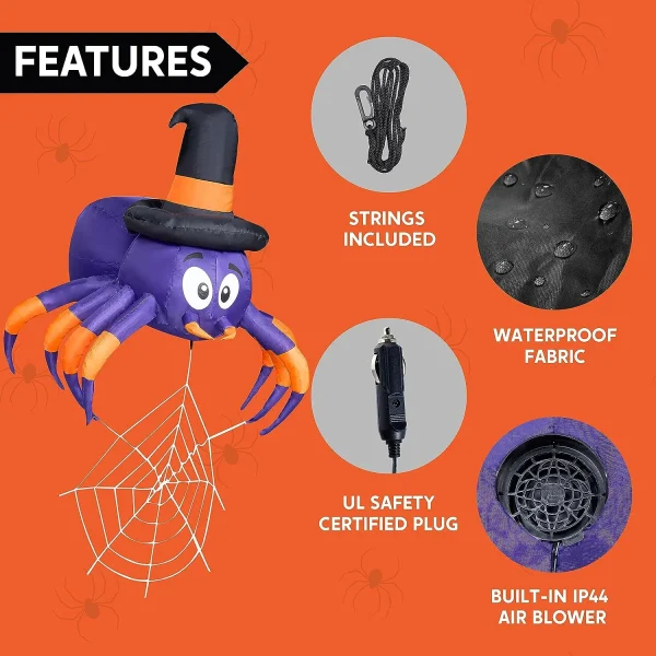 5ft Halloween Inflatable Spider Car Decoration