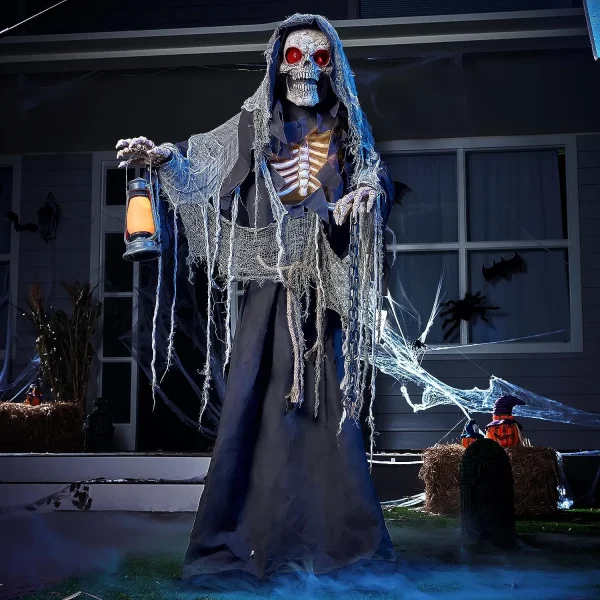 67" Light-Up Standing Grim Reaper Halloween Animated Decoration