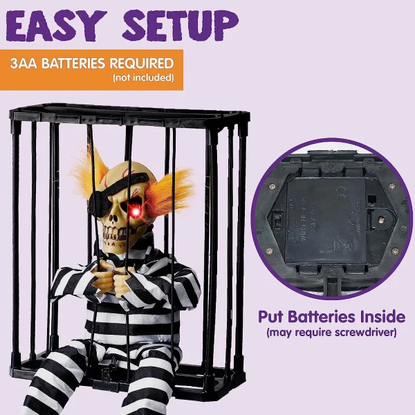 Halloween Animated Skeleton Prisoner In Cage