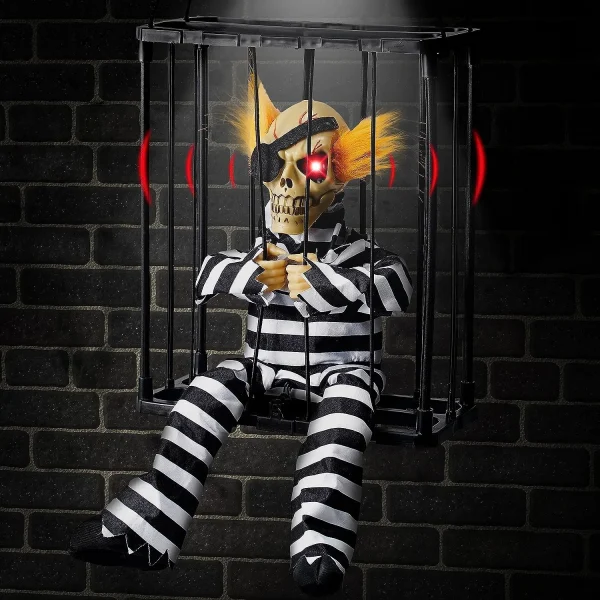 Halloween Animated Skeleton Prisoner In Cage