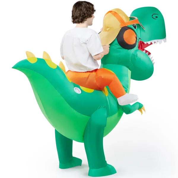 Riding a Dinosaur T-rex Inflatable Costume