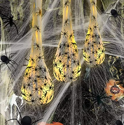 6pcs Halloween Hanging Spider Egg Sac 32in