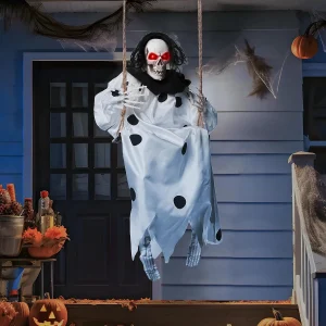 Halloween Ghost Hanging Skeleton On Swing 36in