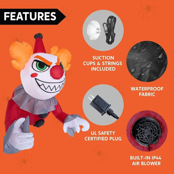 4.5ft Broke Out from Window Killer Clown Inflatable