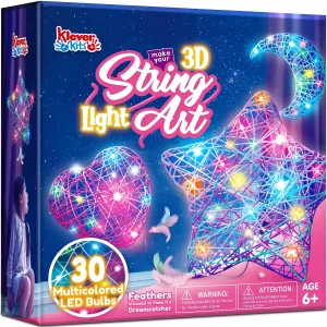 63Pcs 3D String Art Kit with 30 LED Bulbs & 6 Balloons