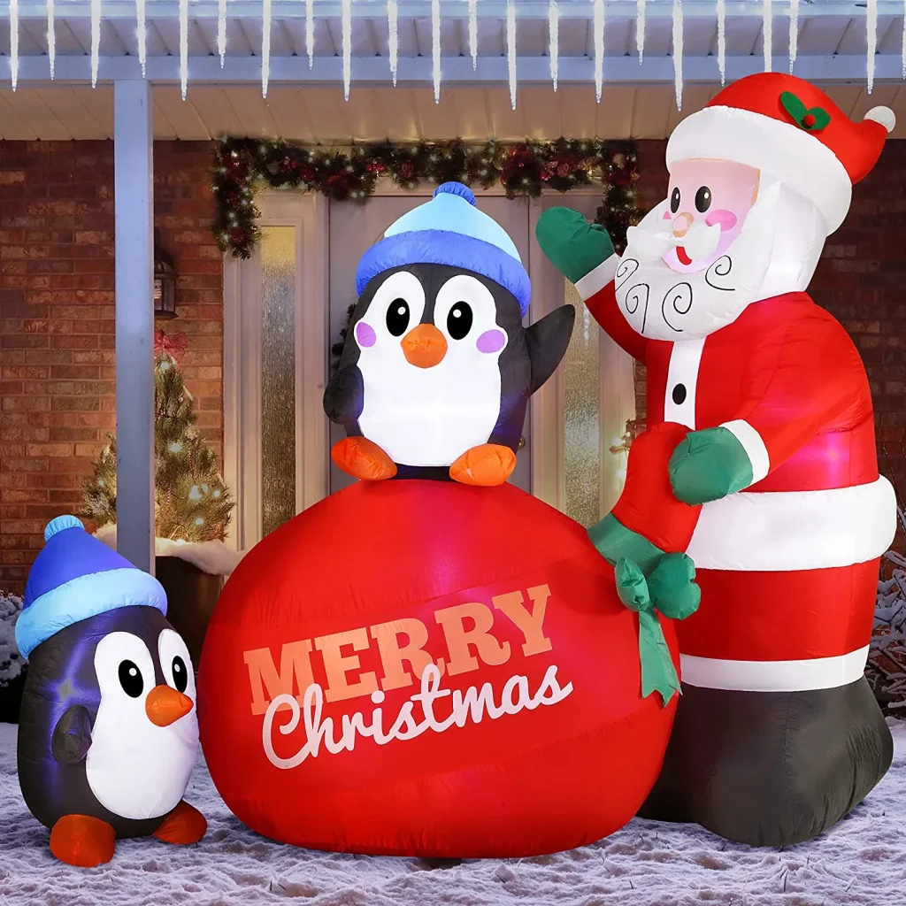 Large penguins with santa