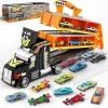 12 Die-Cast Foldable Decks Carrier Truck Toys with 2 Launchers, Lights & Sounds