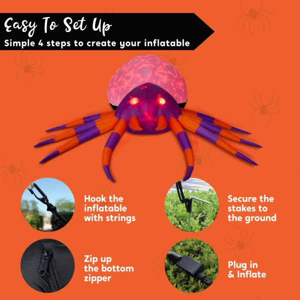 12ft Inflatable Halloween Spider with LED