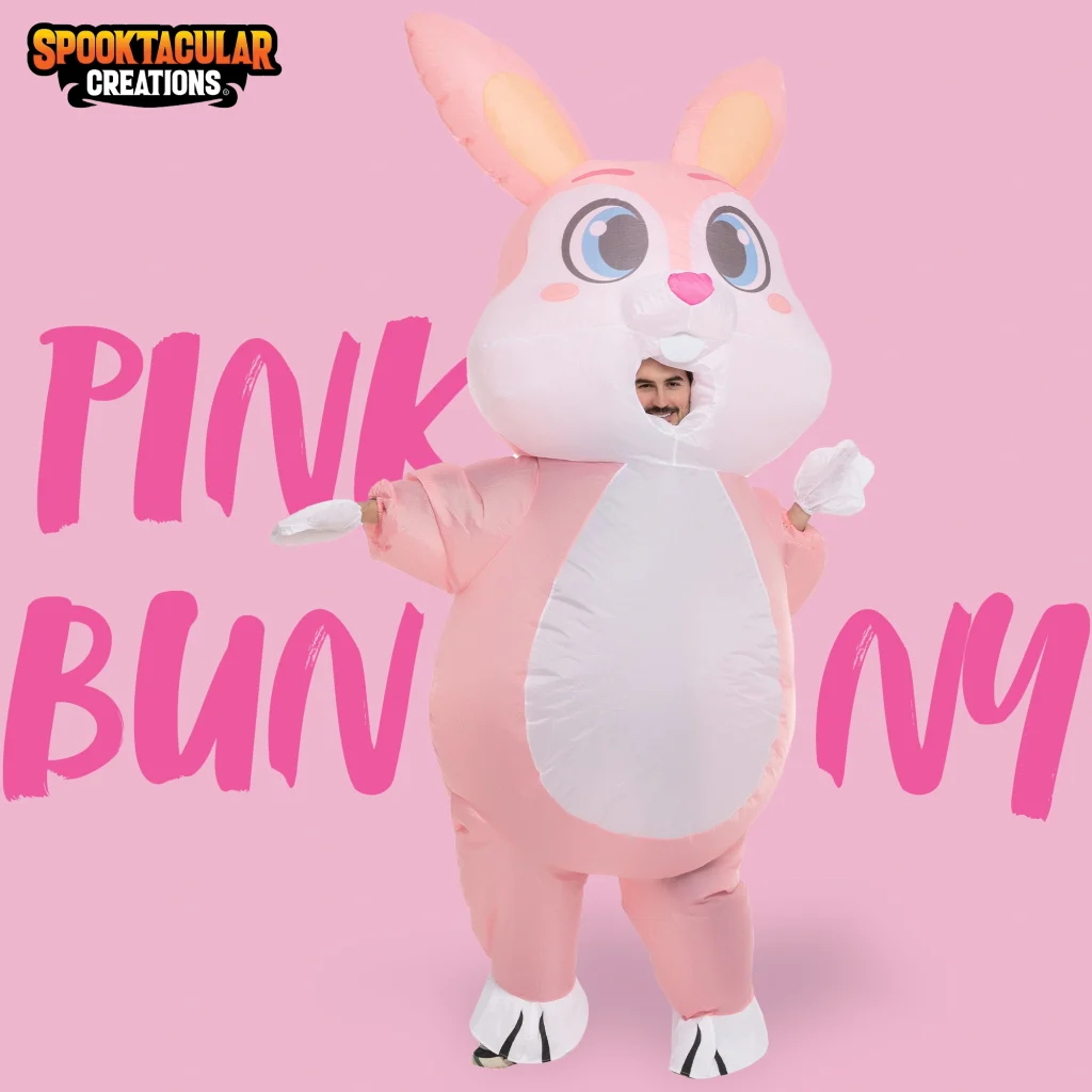 Easter pink bunny inflatable costumes adult