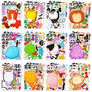 Kids 29pcs Animal Mix and Match Make A Face Stickers
