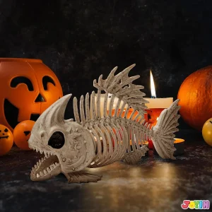 2pcs Halloween Plastic Fish Skeleton 9.5in