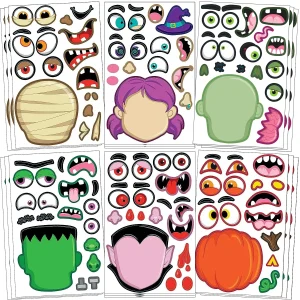 30pcs Kids Halloween Make A Face Sticker Sheets