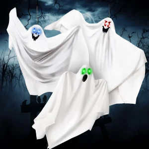3pcs Halloween Light Up Hanging Ghost Decoration 35.4in