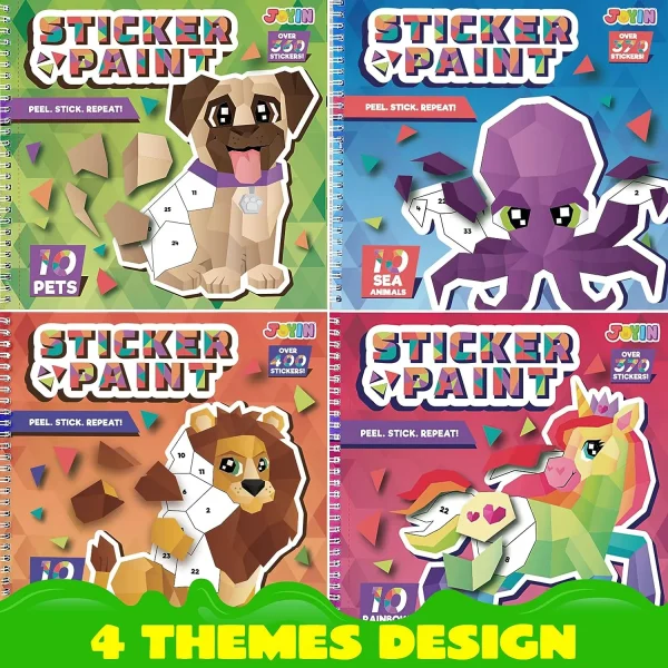 Bizzy-me 4pcs Kids Sticker Painting Books