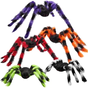 5pcs Halloween Giant Hairy Spiders