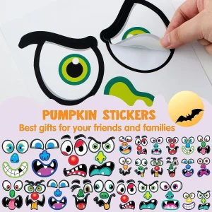 52pcs Halloween Pumpkin Face Stickers Decorations