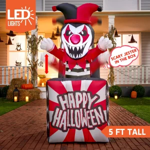 5ft Halloween Animated Jester Jack In The Box