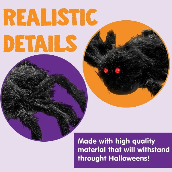 6.5ft Halloween Black Hairy Spider Decoration