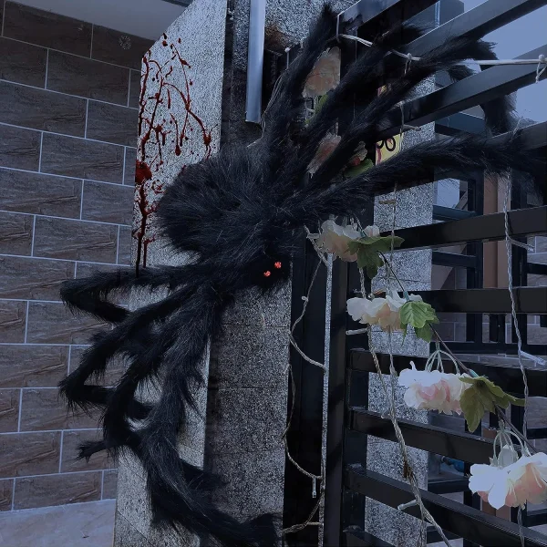 6.5ft Halloween Black Hairy Spider Decoration
