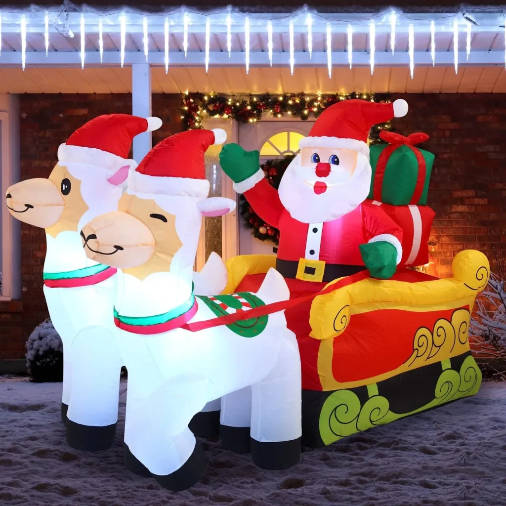 Santa claus on llama sleigh