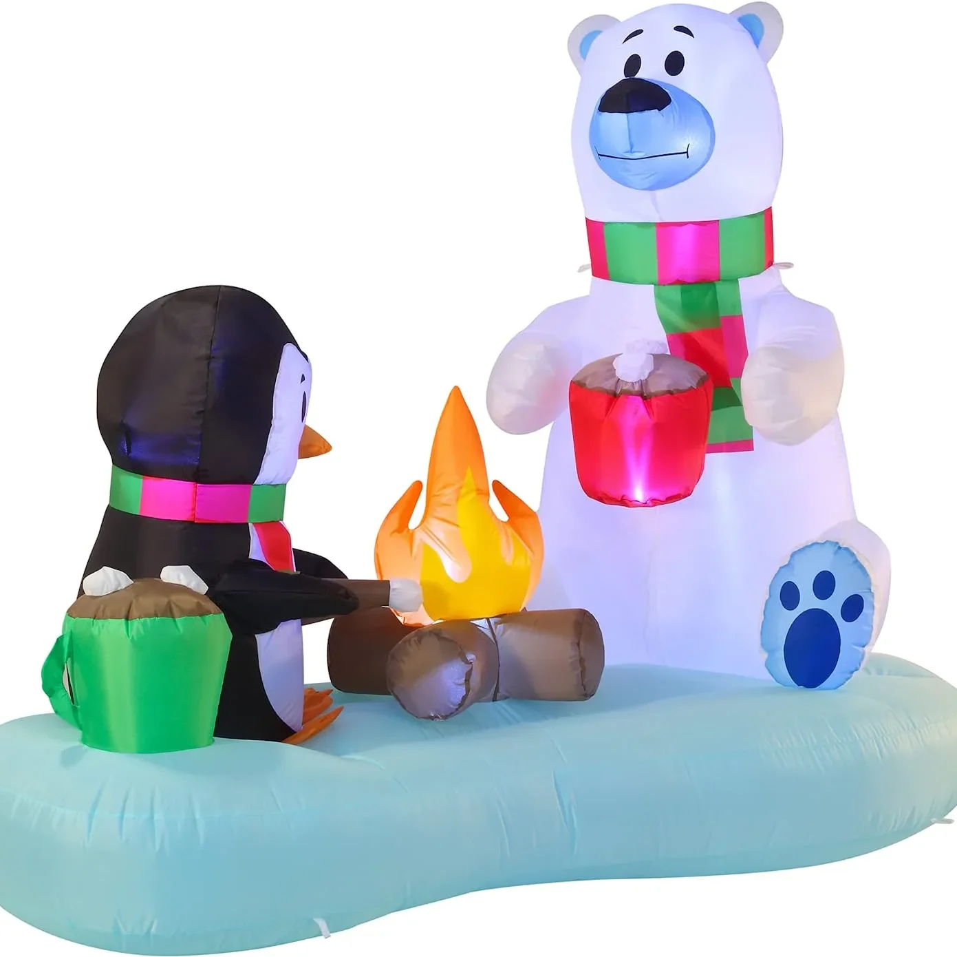 Penguin and polar bear making hot cocoa